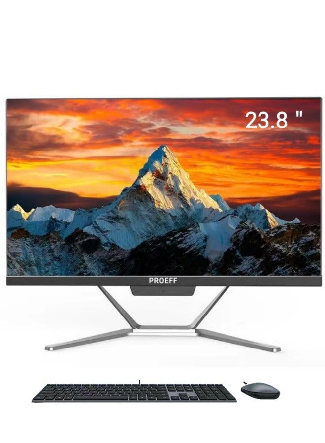 PROEFF All-in-one PC Desktop Computer  With 23.8 Inch Display, Full HD (1920x1080)/Core i7-4790 Processor/16GB RAM/512GB SSD/Windows 10 Pro/Built-in dual-band WiFi and Speakers/VGA/HDMI/3MP Camera/English/Arabic keyboard and mouse english_arabic black - Image 1